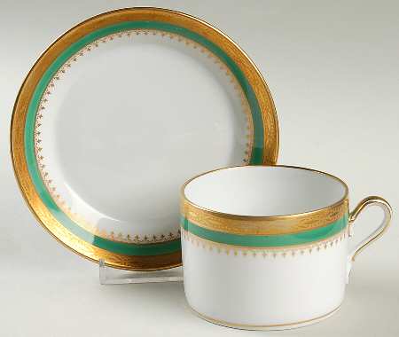 Regal Green Flat Cup & Saucer Set