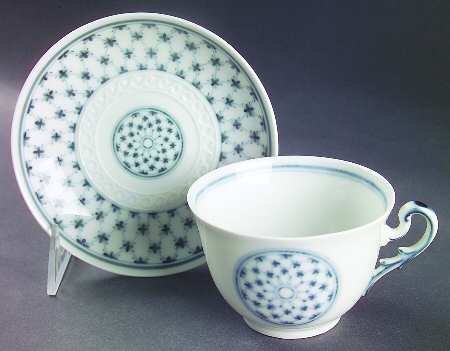 Rete Blue Flat Cup & Saucer Set