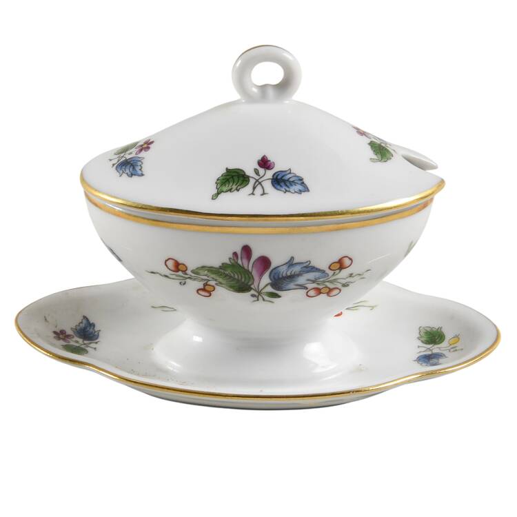 Riviera (Smooth, Coupe Shape) Oval Mustard W/Lid & Attached Underplate