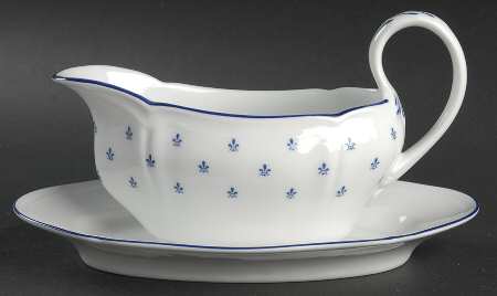 Royal Blue Gravy Boat with Attached Underplate