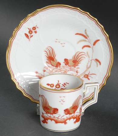 Siena Rust (Scalloped, Vecchio Ginori) Flat Demitasse Cup & Saucer Set