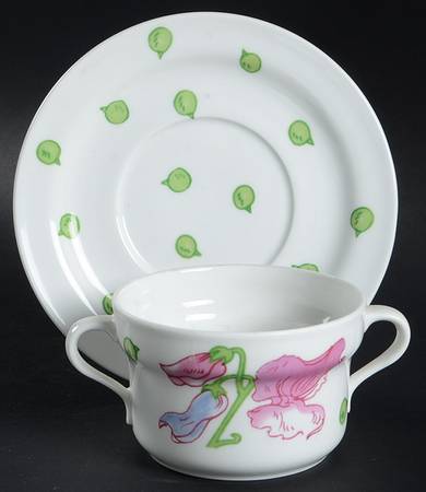 Sweet Pea Flat Cream Soup Bowl & Saucer Set