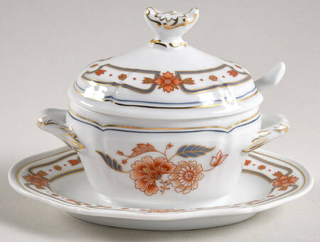 Taormina Oval Mustard w/Lid, Attached Underplate & Spoon