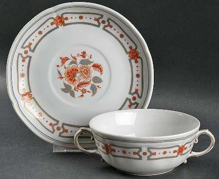Taormina Footed Cream Soup Bowl & Saucer Set