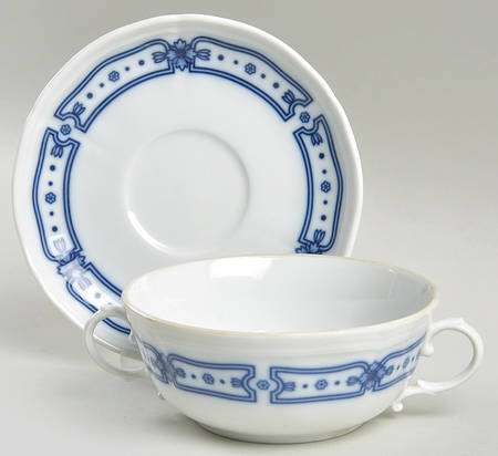 Taormina Blue Flat Cream Soup Bowl & Saucer Set