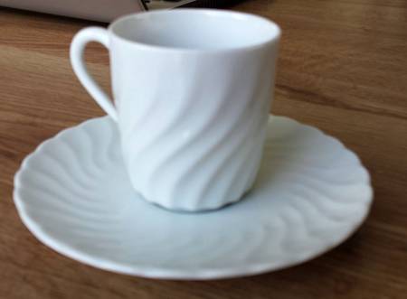 White Ancona Flat Demitasse Cup & Saucer Set