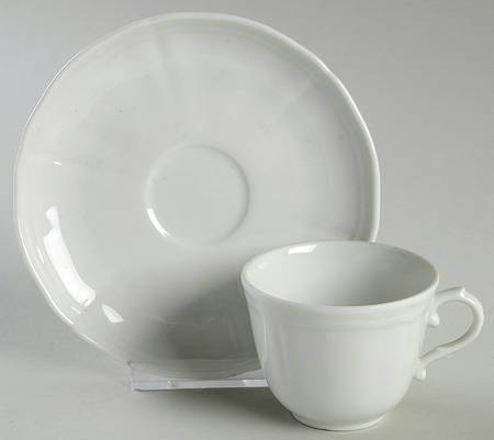 White Antico Doccia Flat Demitasse Cup & Saucer Set
