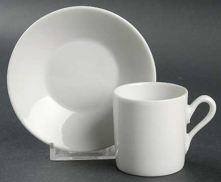White Impero Flat Demitasse Cup & Saucer Set