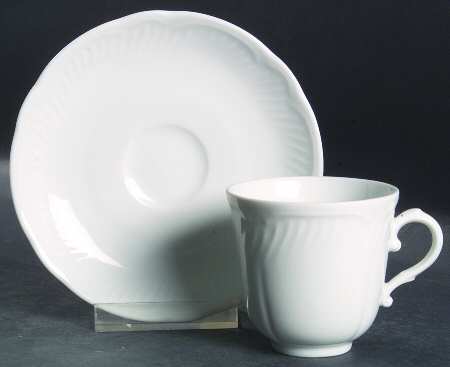 White Rilievo Flat Demitasse Cup & Saucer Set