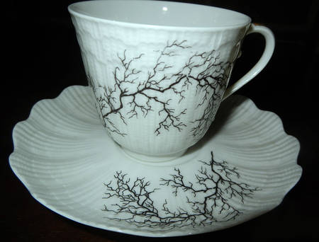 Black Coral Flat Demitasse Cup & Saucer Set