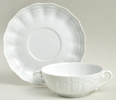 Corail White Flat Cream Soup Bowl & Saucer Set