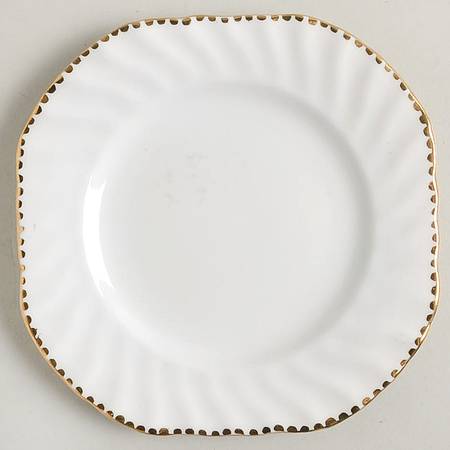 Old Grecian Flute Gold (Gold Dots On Edge) Square Bread & Butter Plate