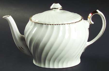 Old Grecian Flute Gold (Gold Dots On Edge) Teapot & Lid