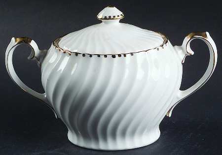 Old Grecian Flute Gold (Gold Dots On Edge) Sugar Bowl & Lid