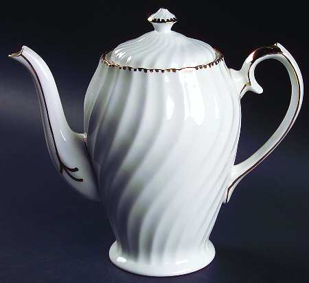 Old Grecian Flute Gold (Gold Dots On Edge) Coffee Pot & Lid