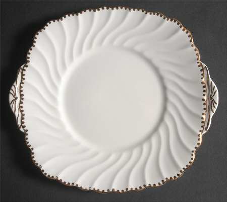 Old Grecian Flute Gold (Gold Dots On Edge) Square Handled Cake Plate