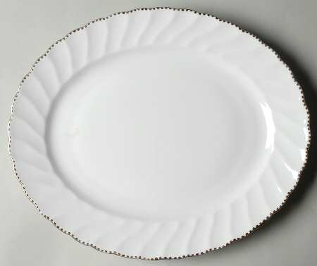 Old Grecian Flute Gold (Gold Dots On Edge) 12" Oval Serving Platter