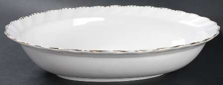 Old Grecian Flute Gold (Gold Dots On Edge) 10" Oval Vegetable Bowl