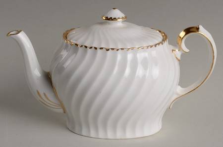Old Grecian Flute Gold (Gold Dots On Edge) Small Teapot & Lid