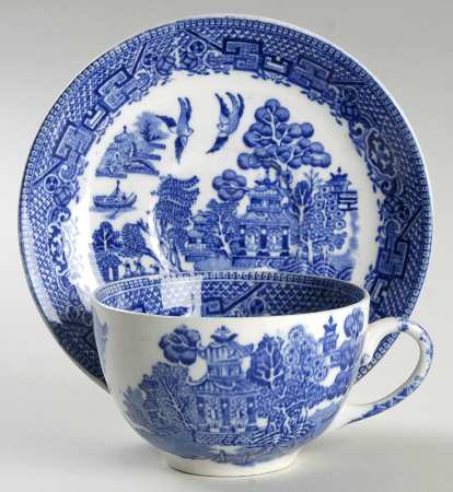 Willow Blue Flat Cup & Saucer Set