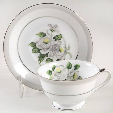 First Love (Platinum Trim) Footed Cup & Saucer Set