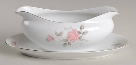 Spring Rose Gravy Boat with Attached Underplate