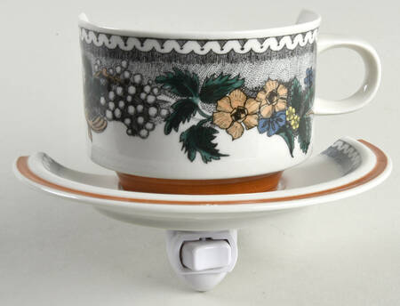 Burgund 4 3/8"-4 5/8" Night Light/Cup & Saucer HC