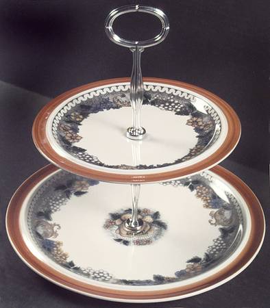 Burgund 6 5/8"-10"  2 Tiered Serving Tray (Dp, Sp) HC