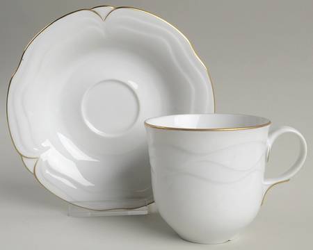 Gala (Gold Trim) Flat Cup & Saucer Set