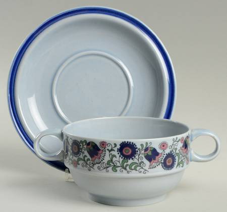 Mazurka Footed Cream Soup Bowl & Saucer Set