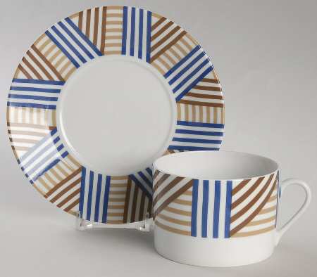 Anna Blue Flat Cup & Saucer Set by Bill Goldsmith