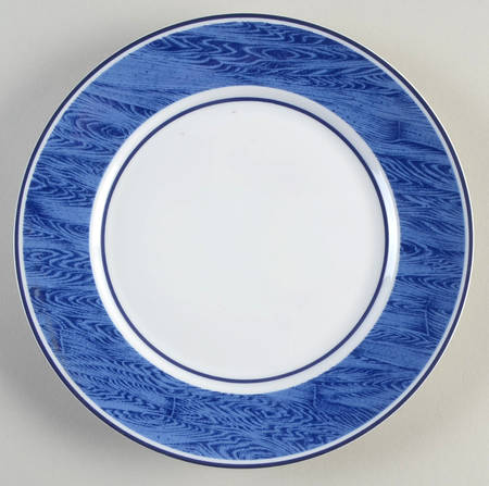 Faux Bois Blue Salad Plate