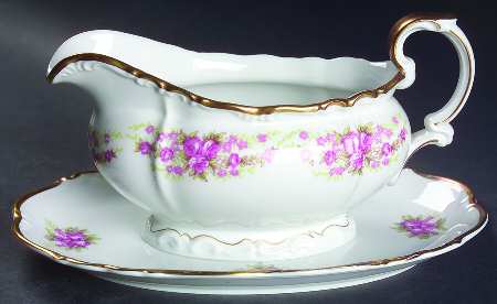 Dresden Rose Gravy Boat with Attached Underplate