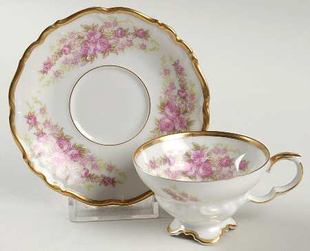Dresden Rose Footed Demitasse Cup & Saucer Set