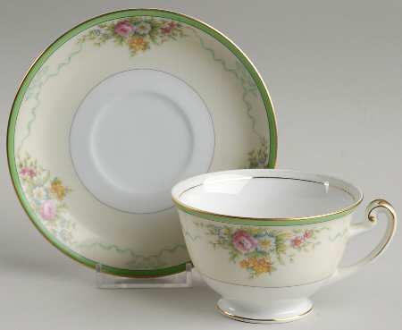 Formal Garden Footed Cup & Saucer Set