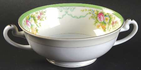 Formal Garden Footed Cream Soup Bowl