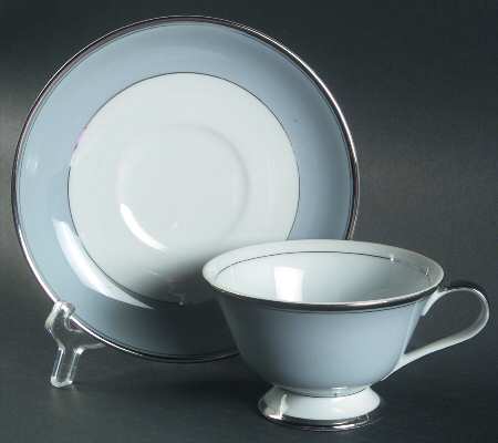Graymont (Platinum Trim) Footed Cup & Saucer Set