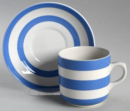 Cornish Blue White (Shield and TG Green) Flat Cup & Saucer Set
