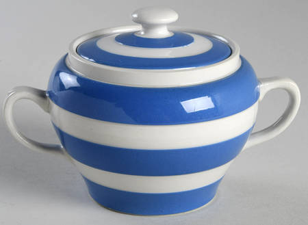 Cornish Blue White (Shield and TG Green) Sugar Bowl & Lid