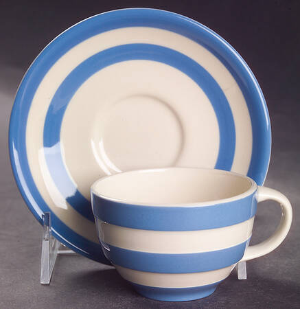 Cornish Blue White (Shield and TG Green) Espresso Cup and Saucer Set