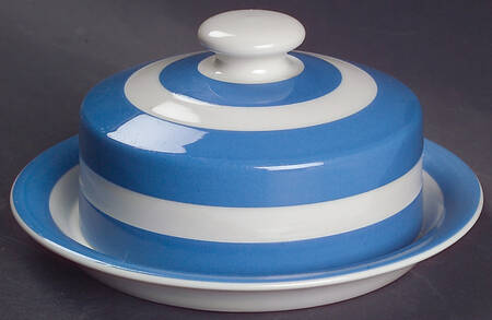 Cornish Blue White (Shield and TG Green) Round Covered Butter