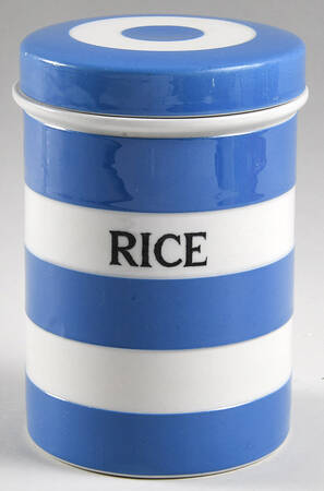 Cornish Blue White (Shield and TG Green) Rice Canister & Lid