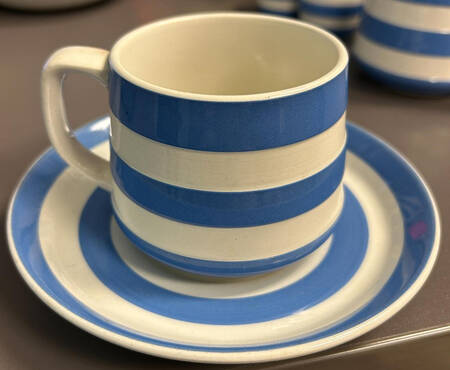 Cornish Blue Cream (Target Stamp) Flat Cup & Saucer Set