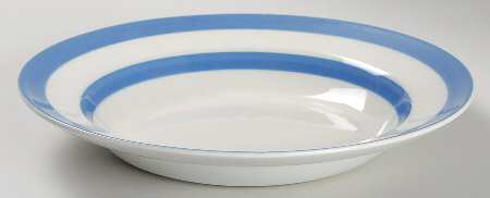 Cornish Blue White (Shield and TG Green) Large Rim Soup Bowl