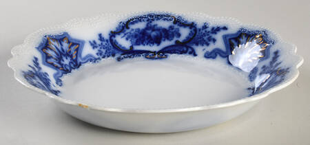 Alaska (Flow Blue, Gold Ring) Coupe Soup Bowl