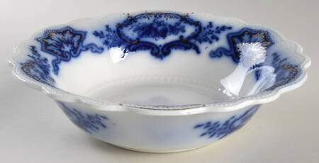 Alaska (Flow Blue, Gold Ring) 10" Round Vegetable Bowl