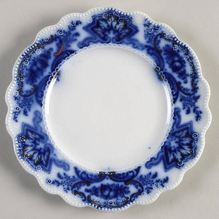 Alaska (Flow Blue, Gold Ring) Square Bread & Butter Plate
