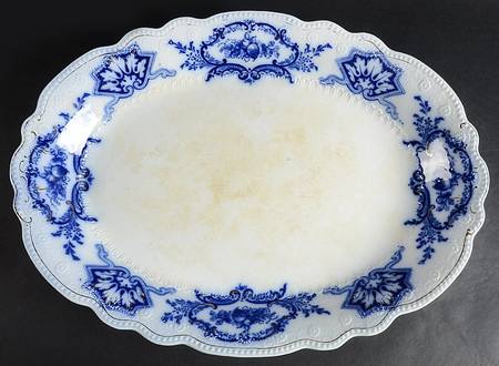 Alaska (Flow Blue, Gold Ring) 18" Oval Serving Platter