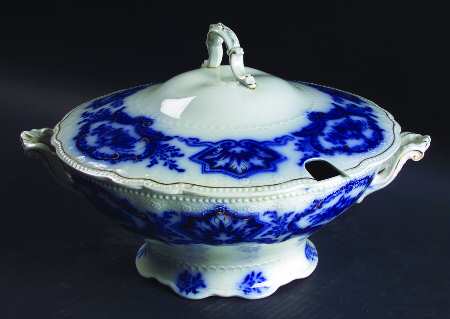 Alaska (Flow Blue, Gold Ring) Tureen &  Lid
