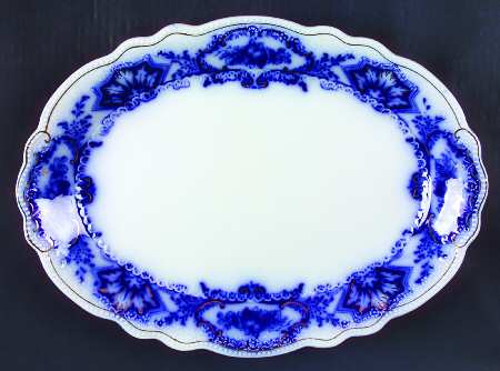Alaska (Flow Blue, Gold Ring) 14" Oval Serving Platter